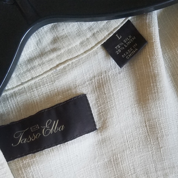 Tasso Elba silk & linen button down shirt sleeve shirt L - Picture 3 of 5